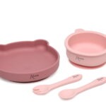 Conjunto louça silicone (4 peças) rosa