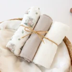 Conjunto 3 fraldinhas musselina - cinzento floresta