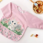 Babete com mangas gatinho rosa